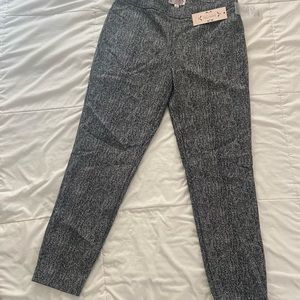 Nanette Lepore Cannoli Cream / Black Print Ankle Skinny Stretch Pants 10